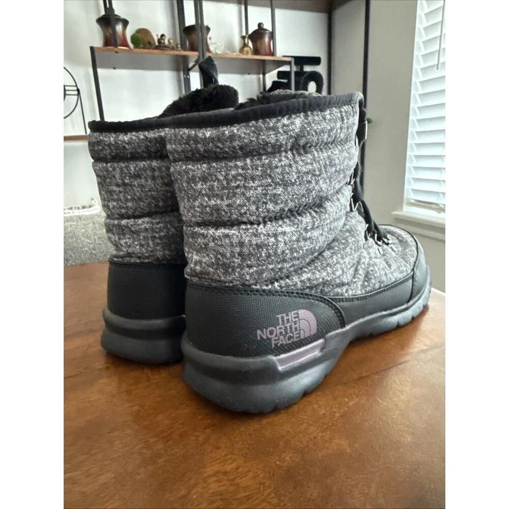 The North Face ThermoBall Lace II Women's 8 Gray Black Snow Boots Casual Outdoor